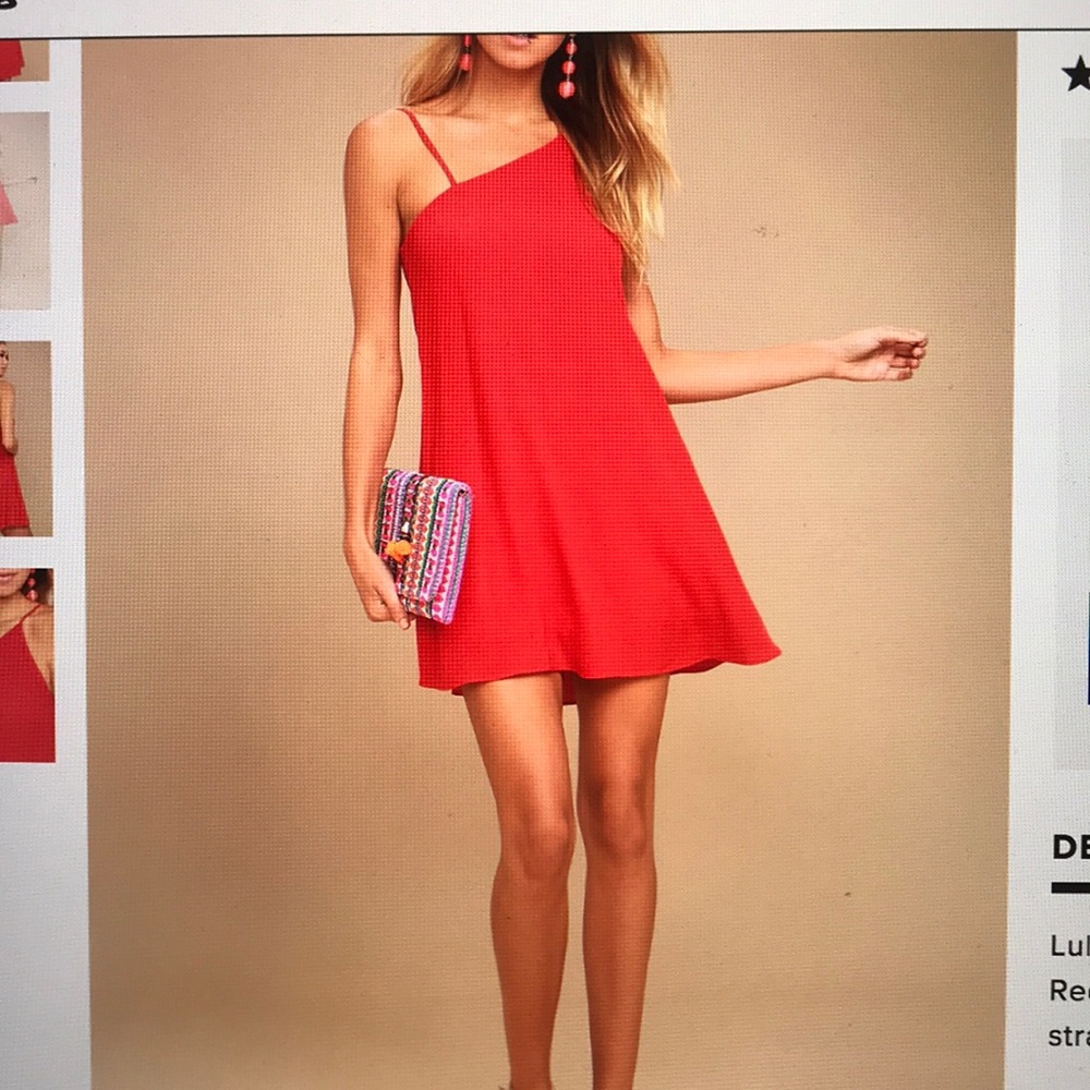 Lulu’s Nights In Paradise Coral Red Swing Dress